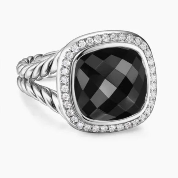 David Yurman Jewelry - David Yurman Sterling Silver Genuine Diamond Cushion Cut Onyx Albion Ring 6